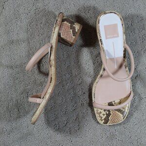 NWOT Dolce Sz 8 Vita Pale Riya Stella Blush Snakeskin Two Strap Block Heel Shoe